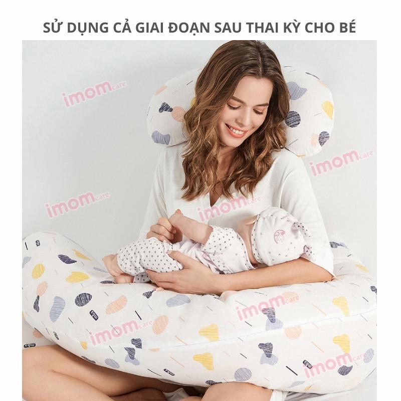 Gối ôm bà bầu cao cấp imom 3 trong 1, thay thế dáng cánh tiên, chữ U, tháo rời dễ dàng, sử dụng cho mẹ và bé - GB3in1