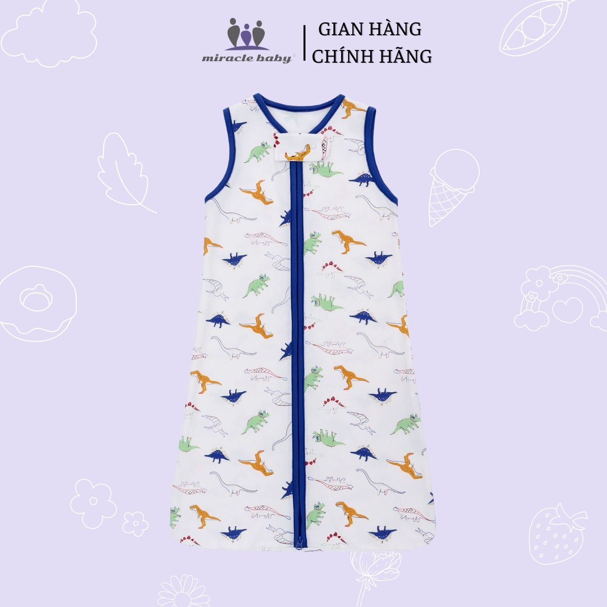 Túi ngủ chũn Miraclebaby cho bé vải cotton mềm mịn cho bé từ 0 đến 18 tháng tuổi