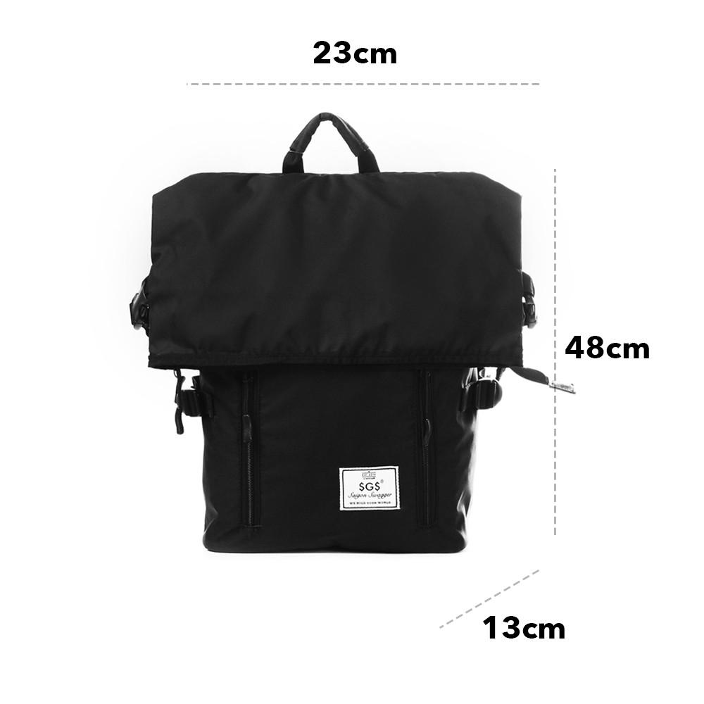 Balo Quấn Đen SAIGON SWAGGER SGS Black Rolltop Backpack- Ngăn Chống Sốc Laptop