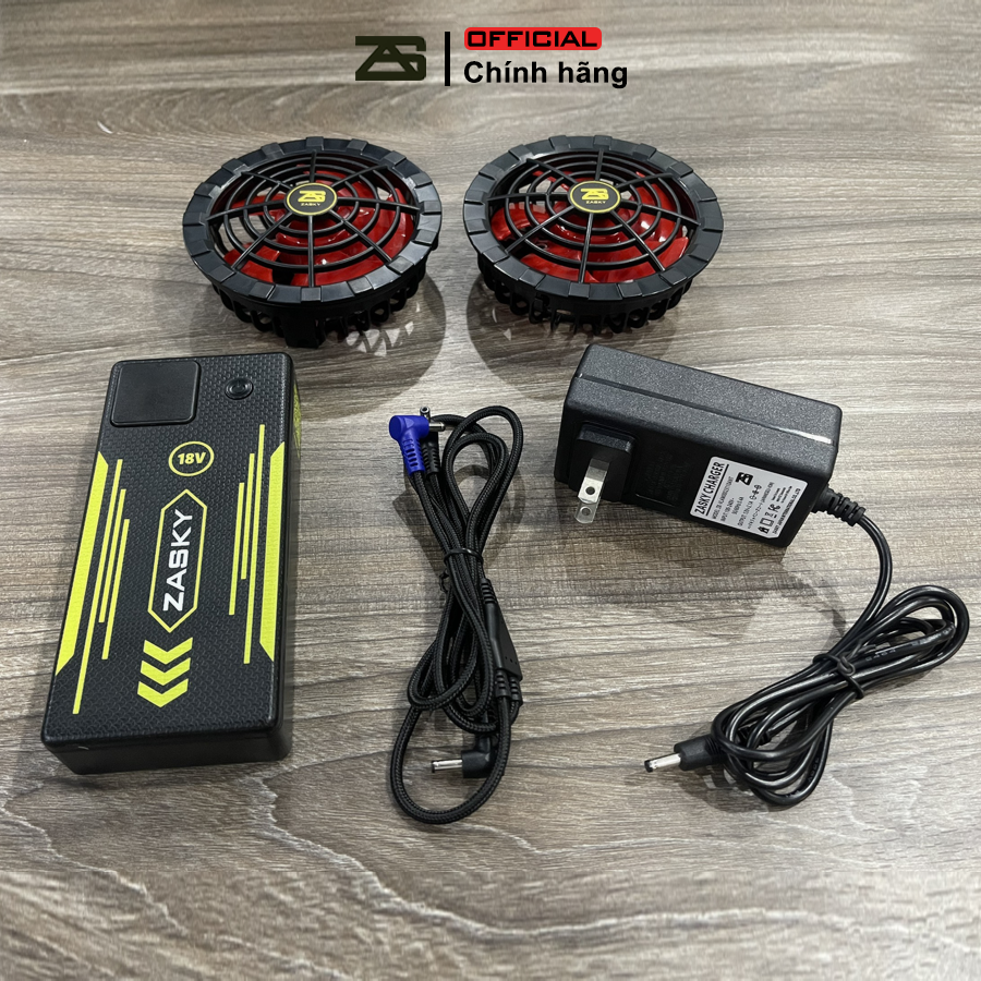 Áo Điều Hòa Nhật Bản ZASKY Cao Cấp, Pin Nhật 40.000mAh, Quạt 12V Không Chổi Than Thời Gian Sử Dụng 17-20 Tiếng, BH 1 Năm