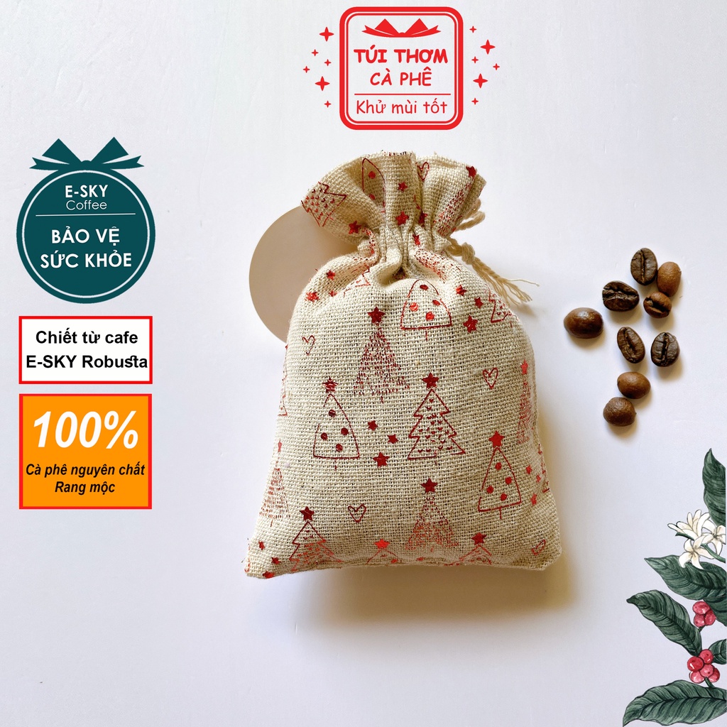 Túi Thơm Cà Phê E-sky Coffee Khử Mùi Ô Tô, Tủ Lạnh, Tủ Quần Áo, Văn Phòng Túi Vải Bố Lanh Noel 80gr