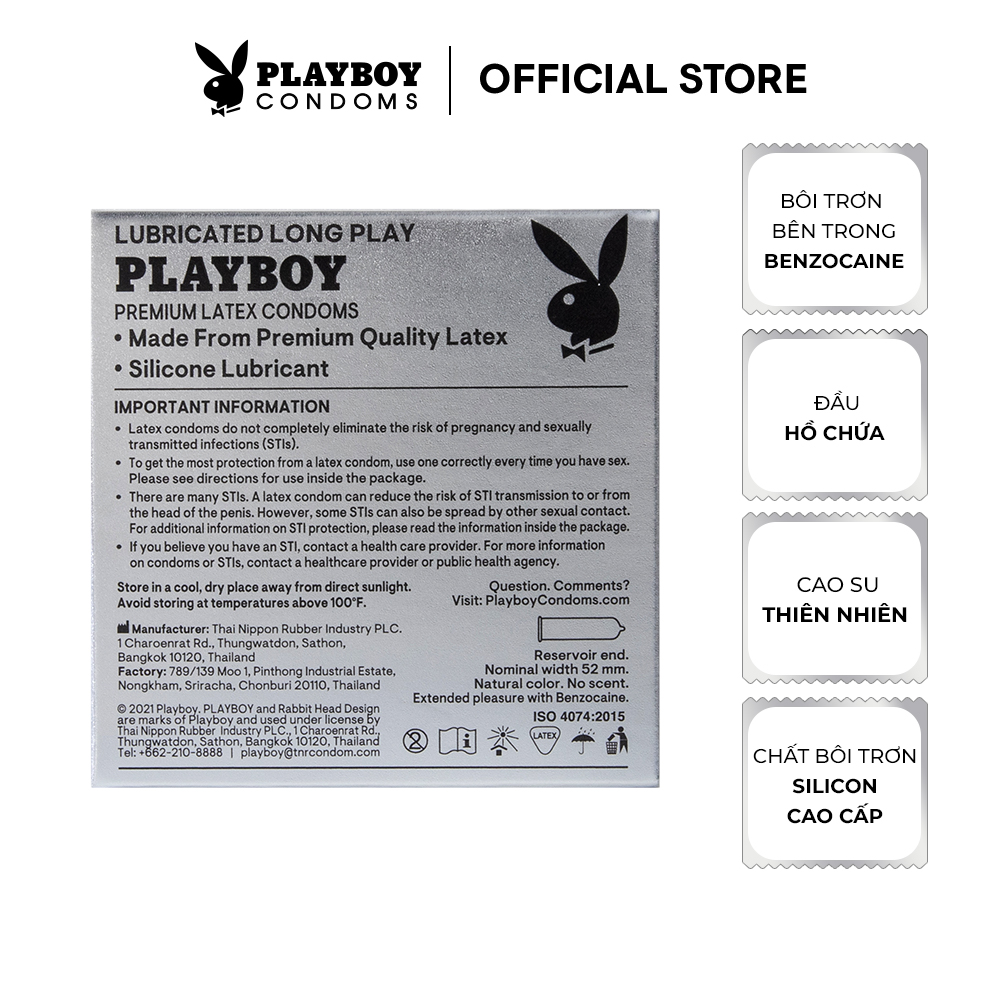 Bộ 2 Bao Cao Su PLAYBOY LONG PLAY Hộp 3 Cái