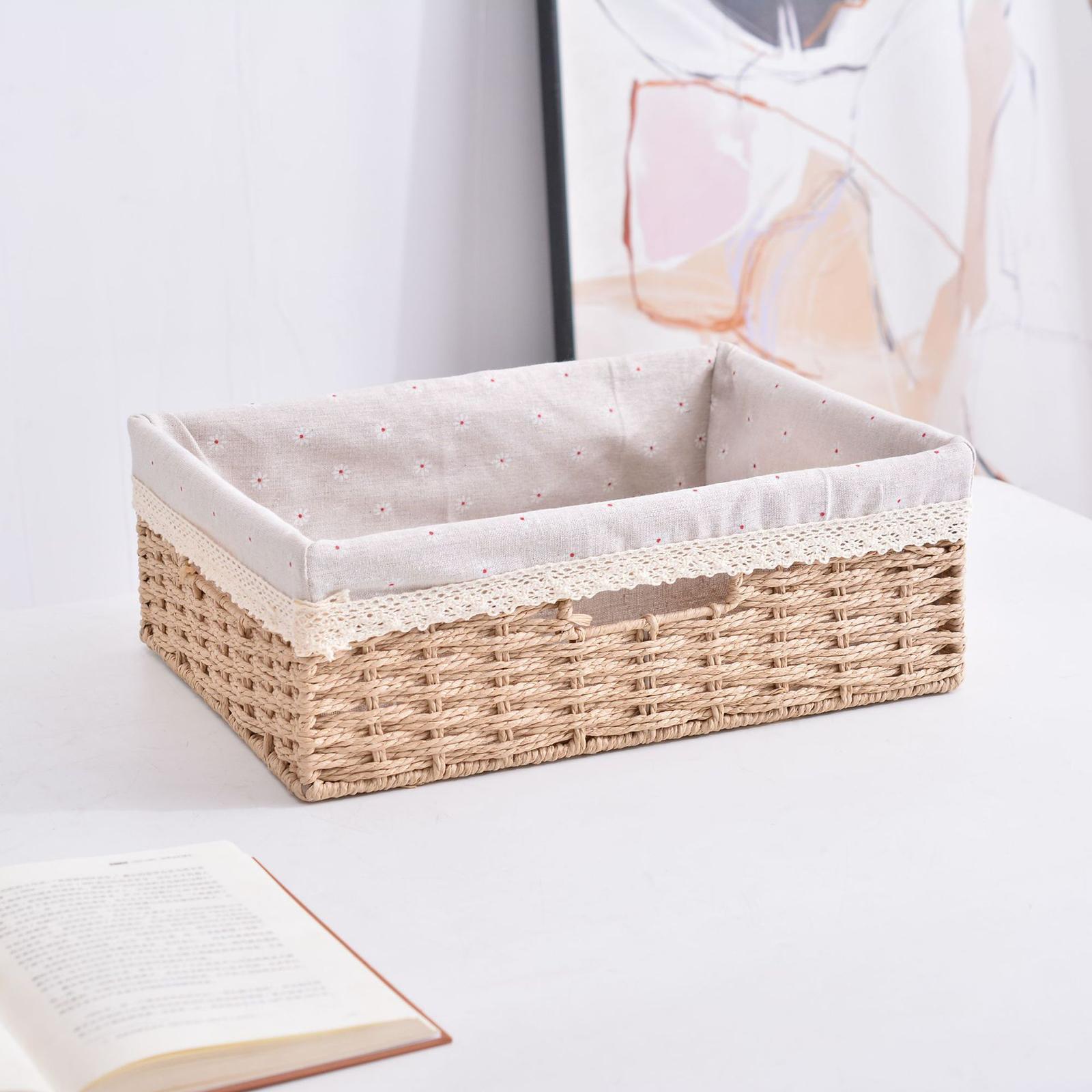 Handwoven Basket Storage Woven Basket, Fruit Basket, Desktop Organizer for Kitchen Closet Bathroom
