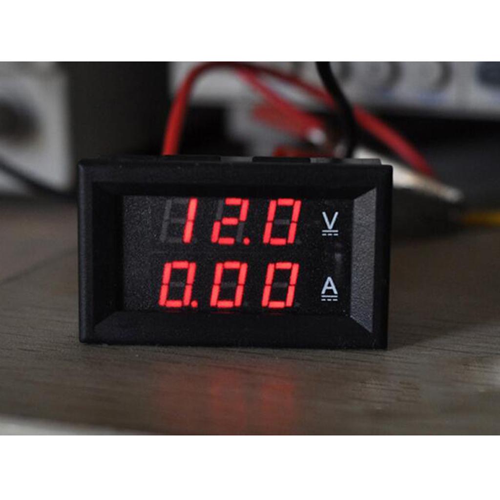 Digital Current Tester Multimeter DC 100V Volt 2A Ampere Battery Monitor Gauge 2in1 Red LED Display Car Automotive 12V 24V Built-in Shunt