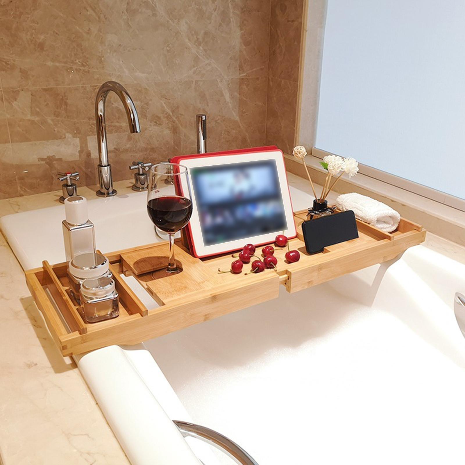 Premium Bamboo Bathtub Caddy Tray Bathtub Stand Holder Shower Storage Rack Bathroom Gadgets