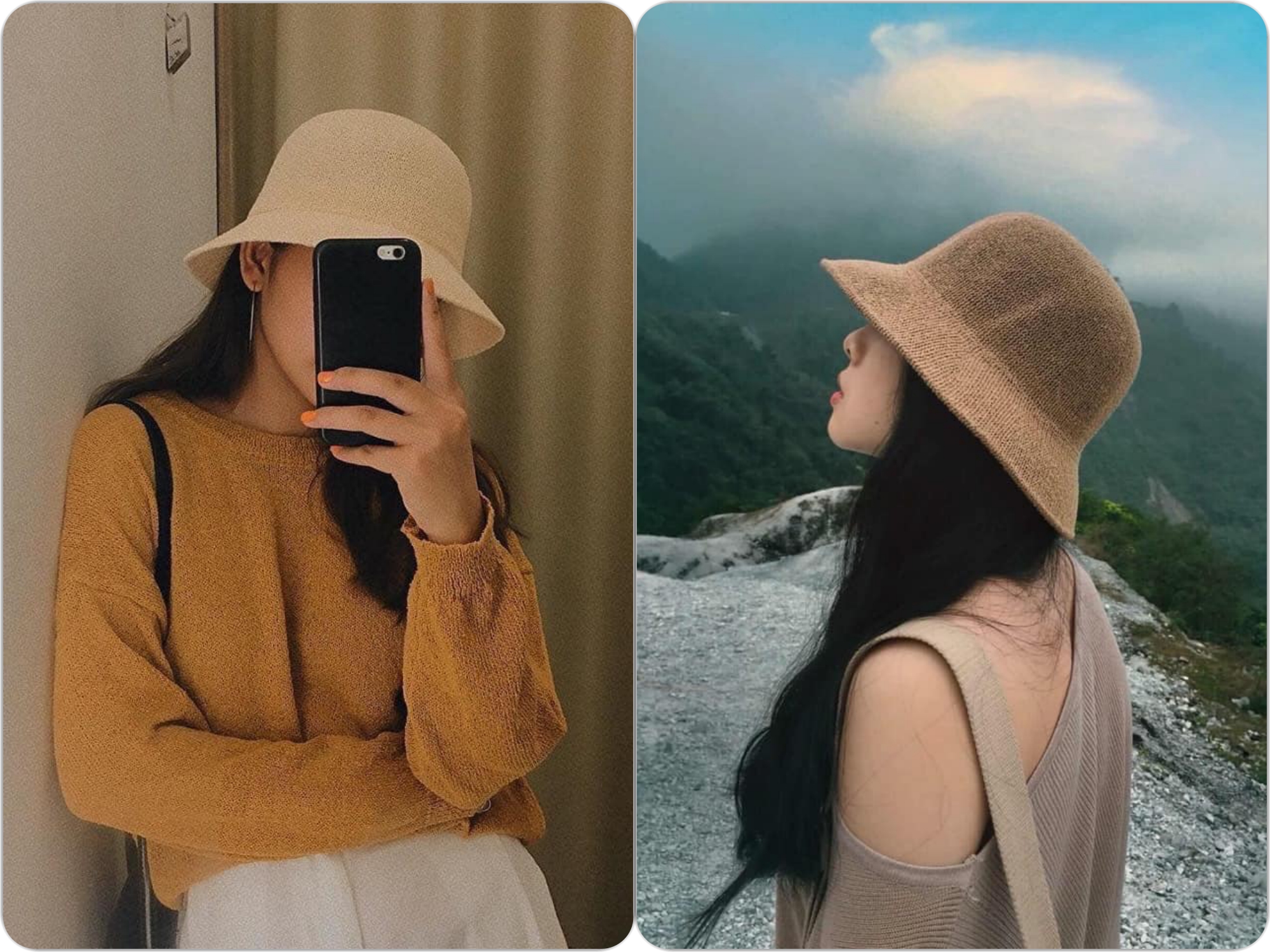 Mũ Cói Chữ M Phong Cách Hàn Quốc Siêu Hot