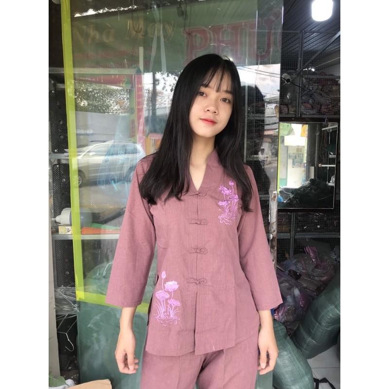 Đồ Lam Đi Chùa Pháp Phục Phật Giáo Bà Lai Tim s1