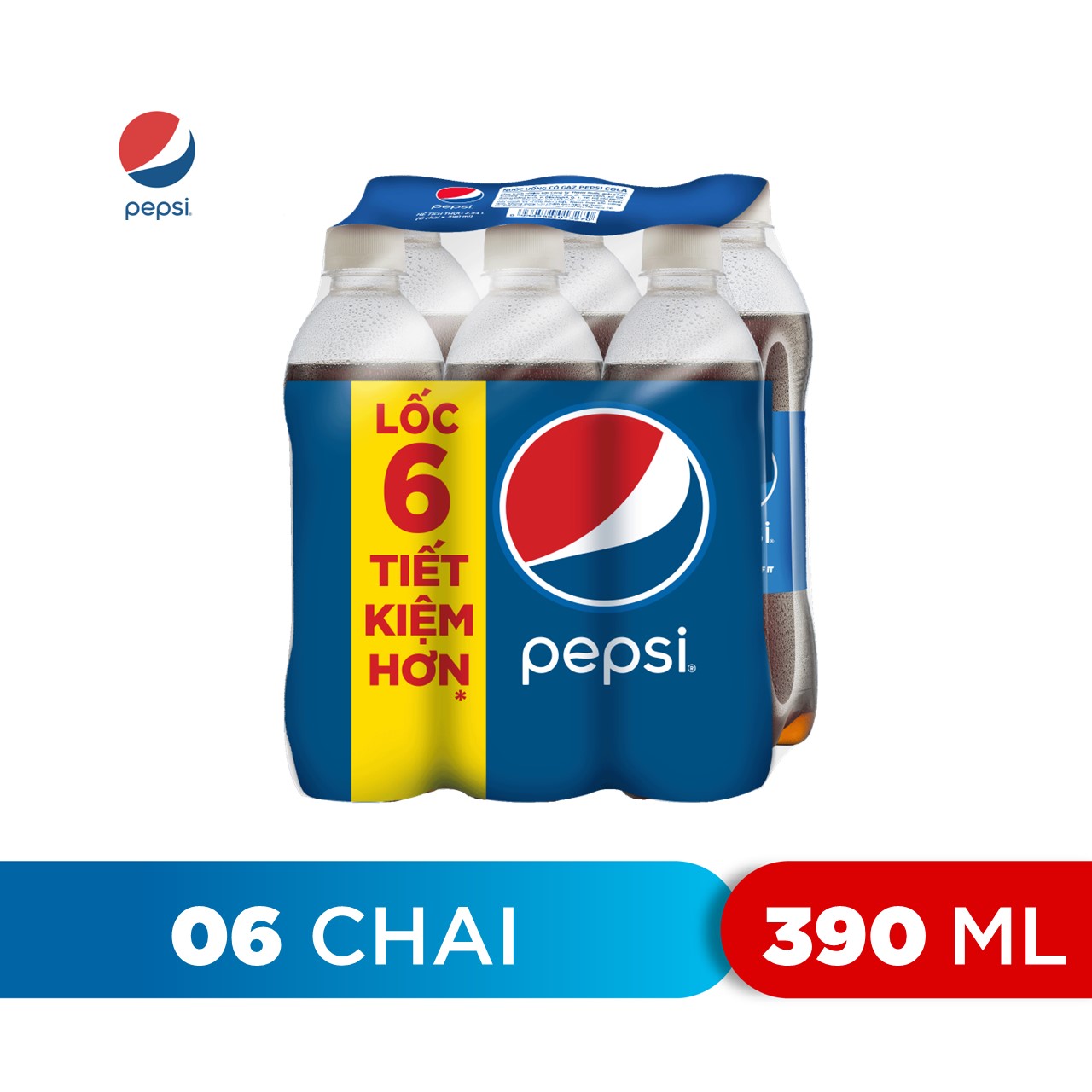 Hình ảnh Lốc 6 Chai Nước Ngọt Có Gas Pepsi (390ml / Chai)