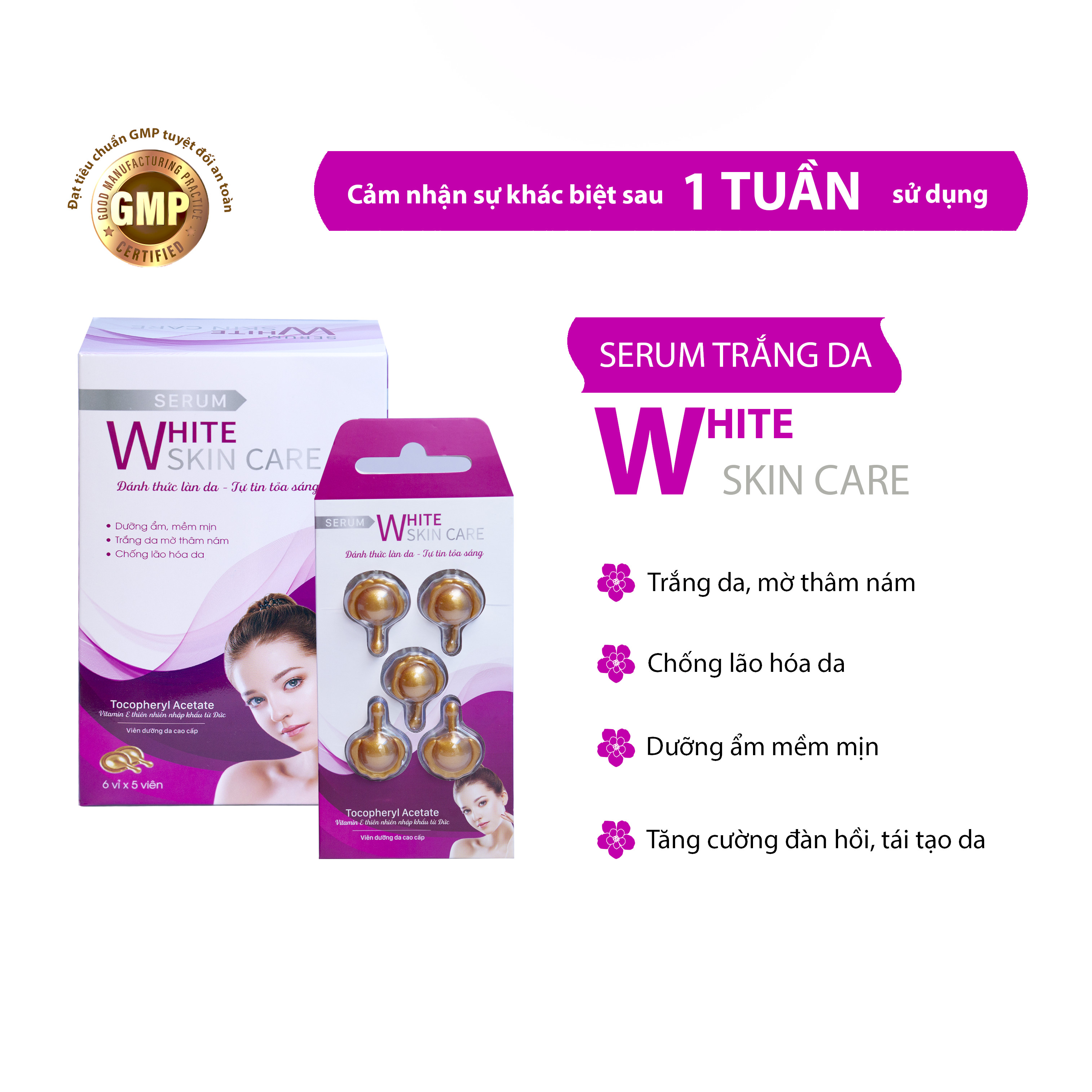 Serum Trắng Da White Skin Care Giúp Dưỡng Ẩm Chống Lão Hoá Mờ Thâm Nám Tàn Nhang - Dạng Viên Nang Serum Dưỡng Trắng Da Serum Trắng Da Mặt Serum Dưỡng Ẩm Tinh Chất Chống Lão Hoá Tinh Chất Dưỡng Da Tinh Chất Trắng Da