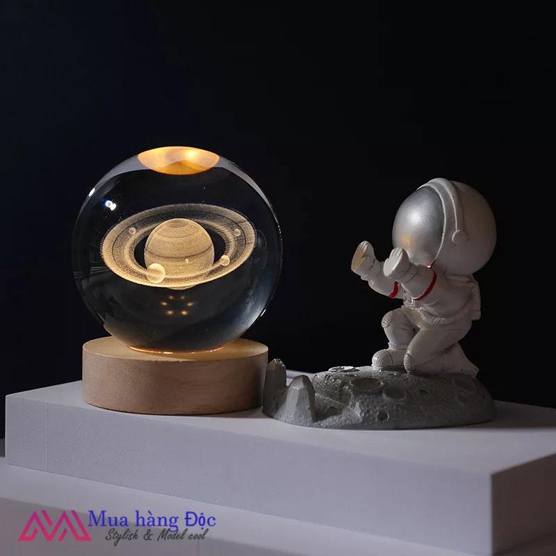 Bộ Quà Tặng Quả Cầu Pha Lê 3D LED Sao Thổ