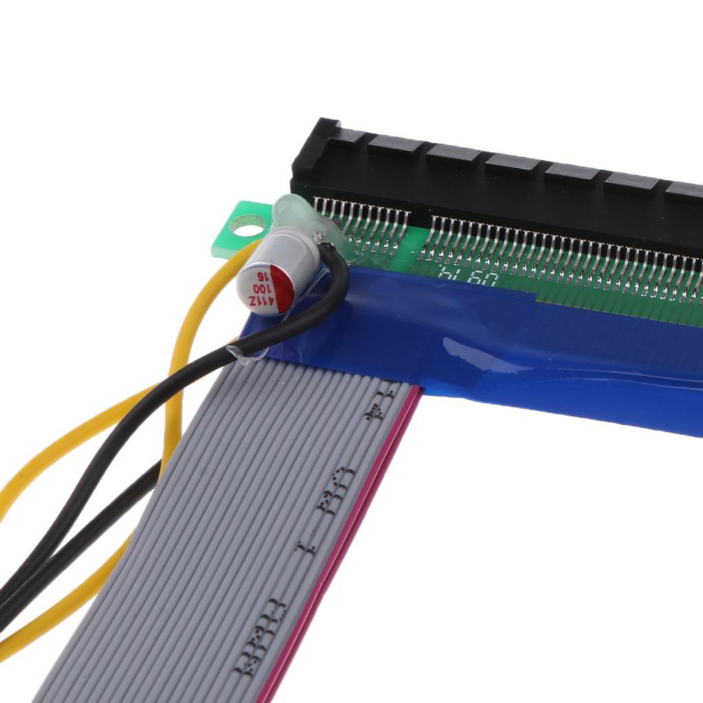 PCI- 1x To 16x Riser Card Ribbon Cable Extender Power Cord 32cm