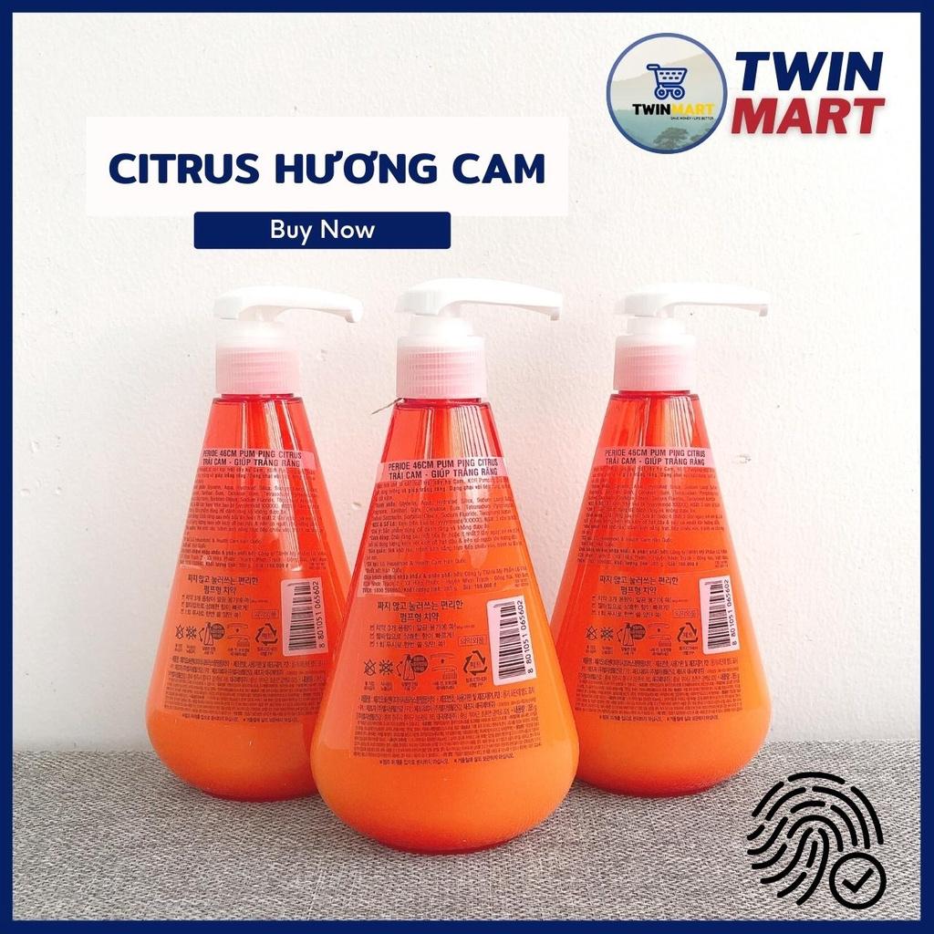 Kem Đánh Răng Perioe Pumping Hàn Quốc Cool Mint hương bạc hà - Herb hương thảo dược - Citrus hương cam 285g