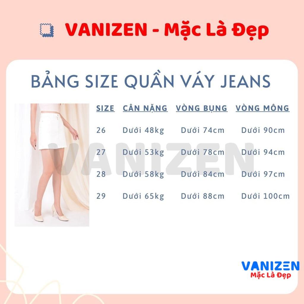 Quần váy jean nữ đẹp lưng cao cạp cao màu đen trắng trơn gấu căn bản hàng cao cấp mã 402 VANIZEN