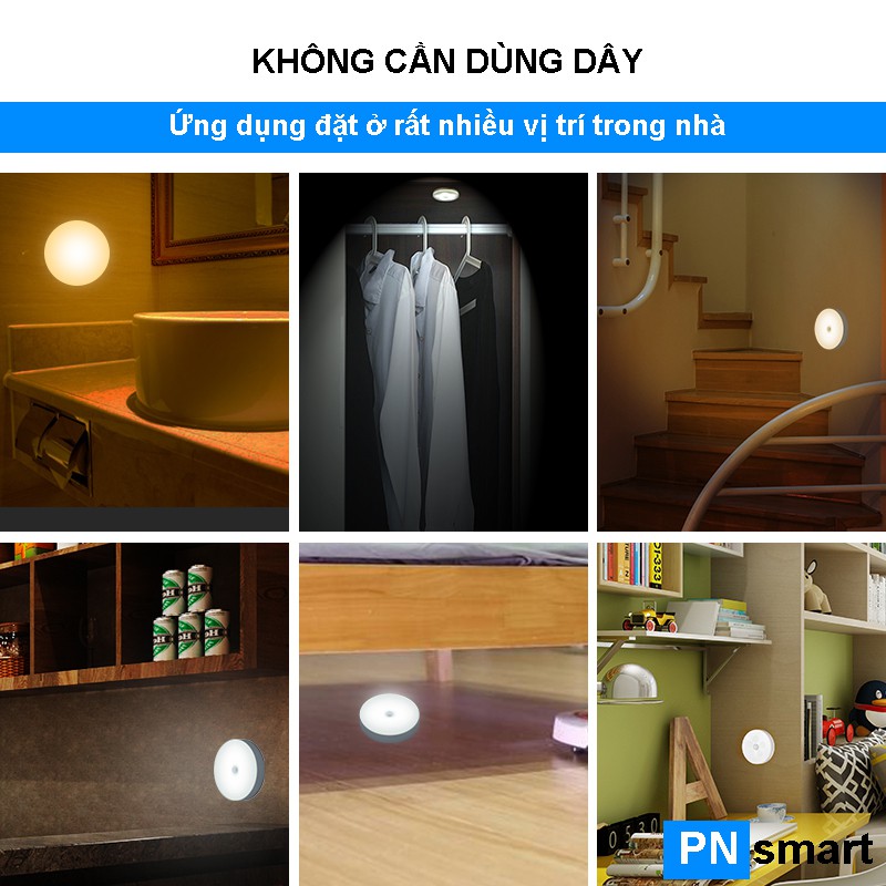 Đèn LED cảm ứng thông minh không dây, Pin sạc, có nam châm gắn tường cho phòng ngủ, nhà vệ sinh tủ quần áo - DH2011