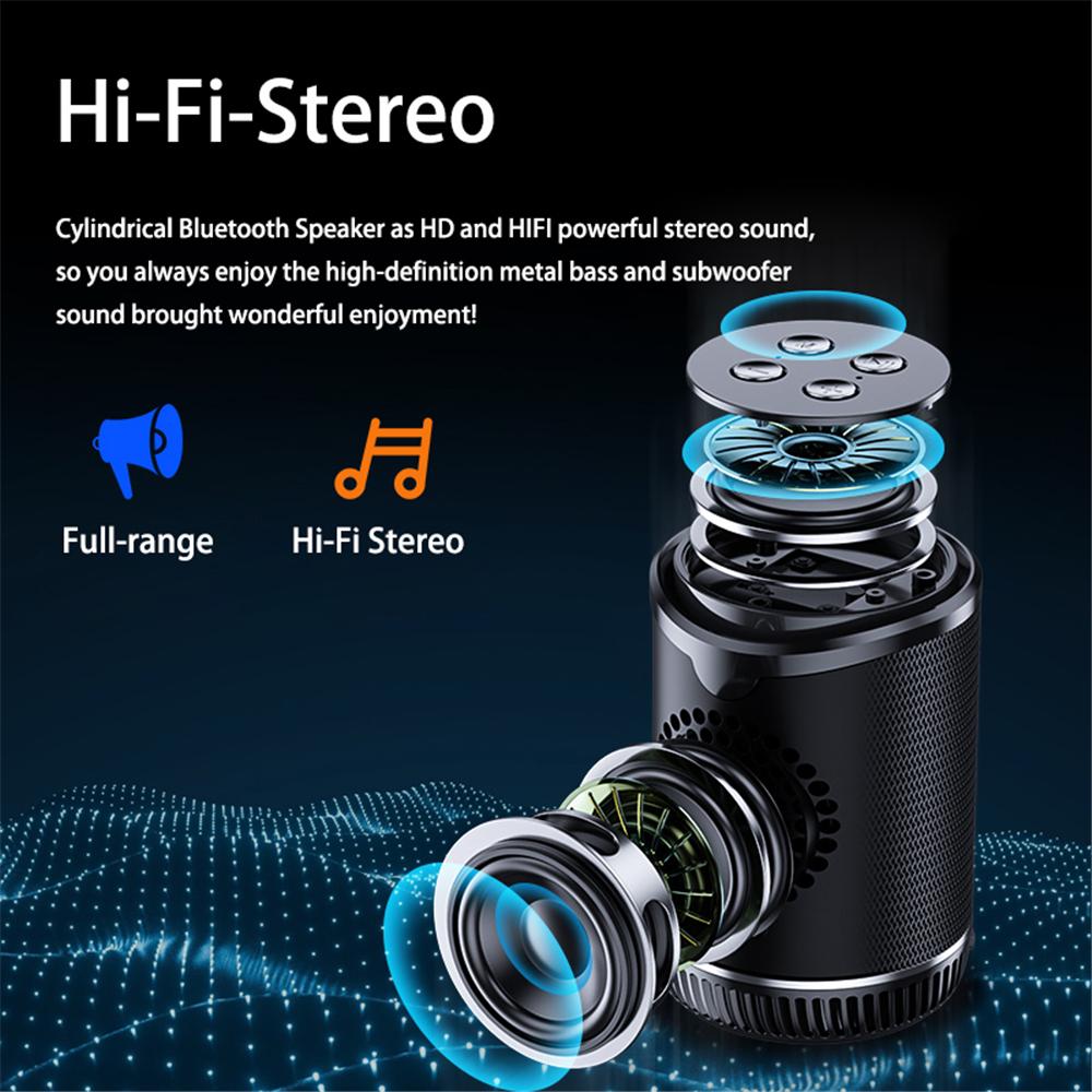 TWS Nhỏ Mini Không dây Tương thích Bluetooth Loa Di động Đài FM TF AUX Loa USB Loa siêu trầm Loa cột Âm nhạc Màu sắc: Đen