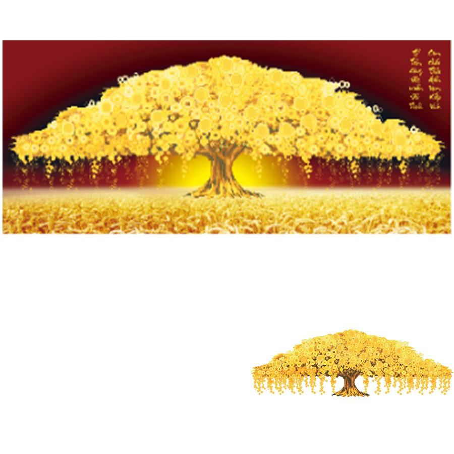 Tranh đá cây tiền giàu sang phú quý LV326 - kích thước: 118 * 50cm.
