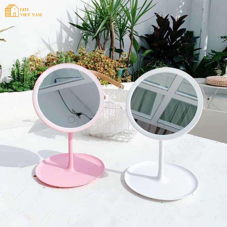 Gương soi trang điểm có đèn LED cảm ứng thông minh để bàn