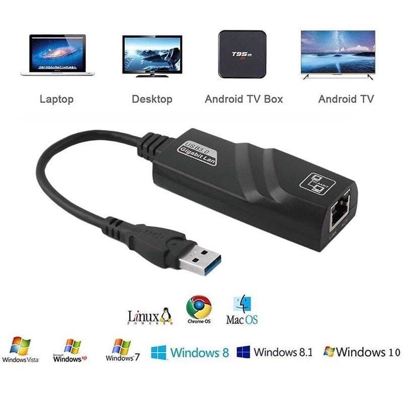 Bộ chuyển đổi đầu RJ45 dây Lan thành USB 3.0,Gigabit Chipset RealTek cho laptop/máy bàn laptop táo