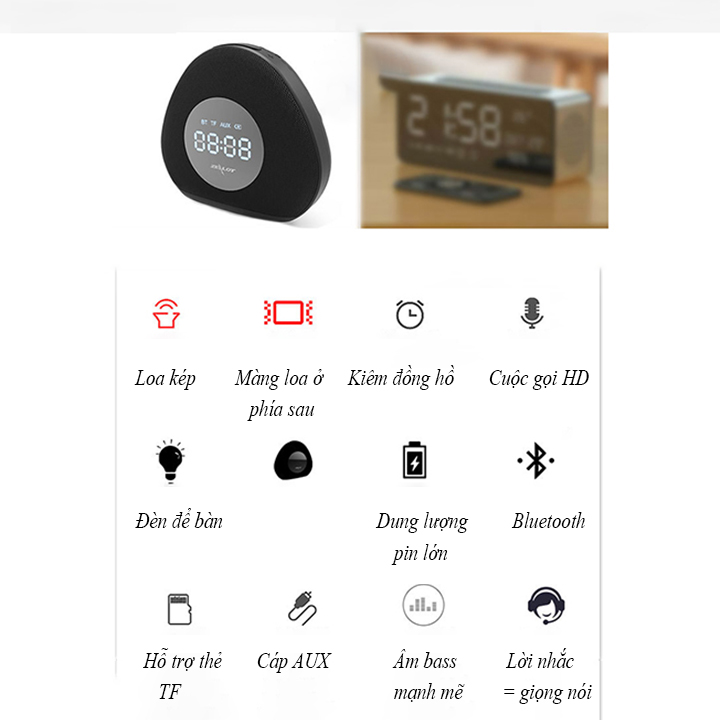 Loa bluetooth Zealot hàng chính hãng kiêm đồng hồ báo thức, đèn ngủ để bàn S23 âm thanh sống động tương thích điện thoại, laptop, máy tính...