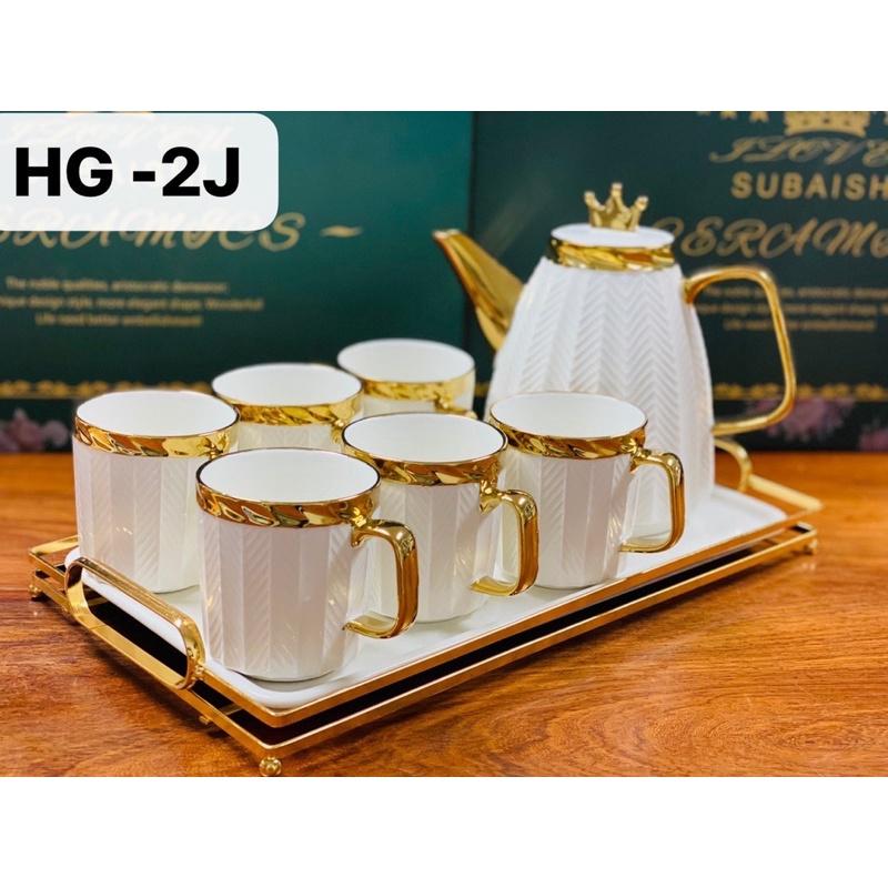 Bộ ấm trà phong cách hoàng gia Châu Âu. Chất liệu gốm sứ cao cấp
