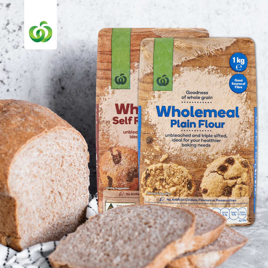 Bột làm bánh Nguyên Cám - Woolworths Wholemeal Plain Flour 1kg