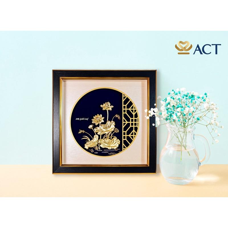 Quà tặng Tranh Hoa Sen dát vàng 24k ACT GOLD ISO 9001:2015 (Mẫu 12)