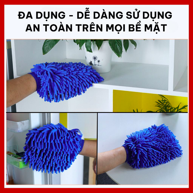 Găng tay san hô lau rửa xe (Sợi Microfiber) - Kích thước 25cm x 17cm - Găng tay rửa xe chuyên dụng san hô 2 mặt
