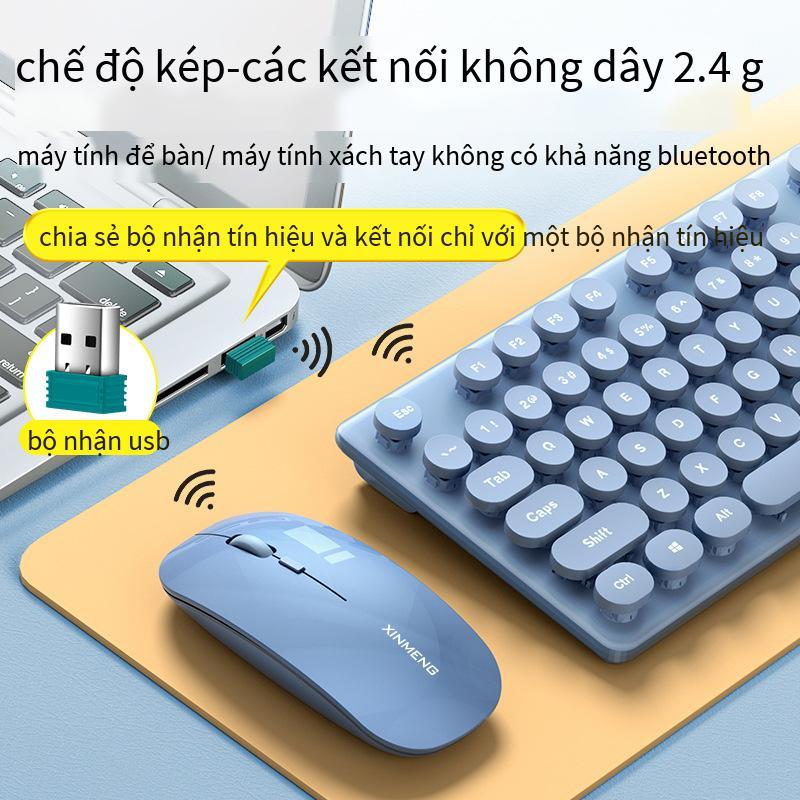 Giá đặc biệt Bộ bàn phím và chuột không dây có thể sạc lại Xinmeng N520 Bàn phím máy tính xách tay cô gái tắt tiếng hai chế độ Bluetooth