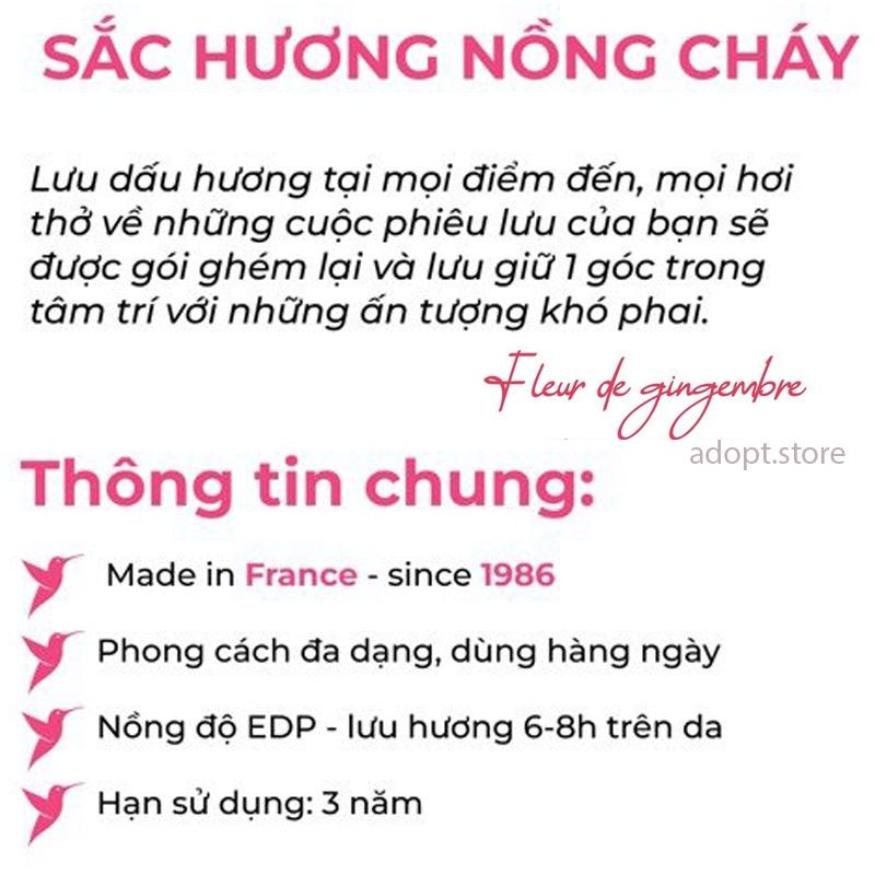 Nước Hoa Nữ ADOPT' FLEUR DE GINGEMBRE Nồng Nàn, Lôi Cuốn, Thơm Lâu