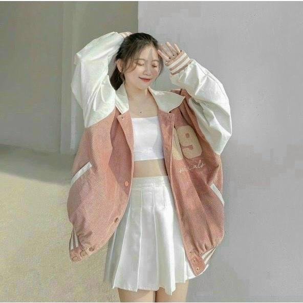 Áo khoác Bomber Jacket Nhung 2 lớp hình thêu chữ 09 unisex nam nữ