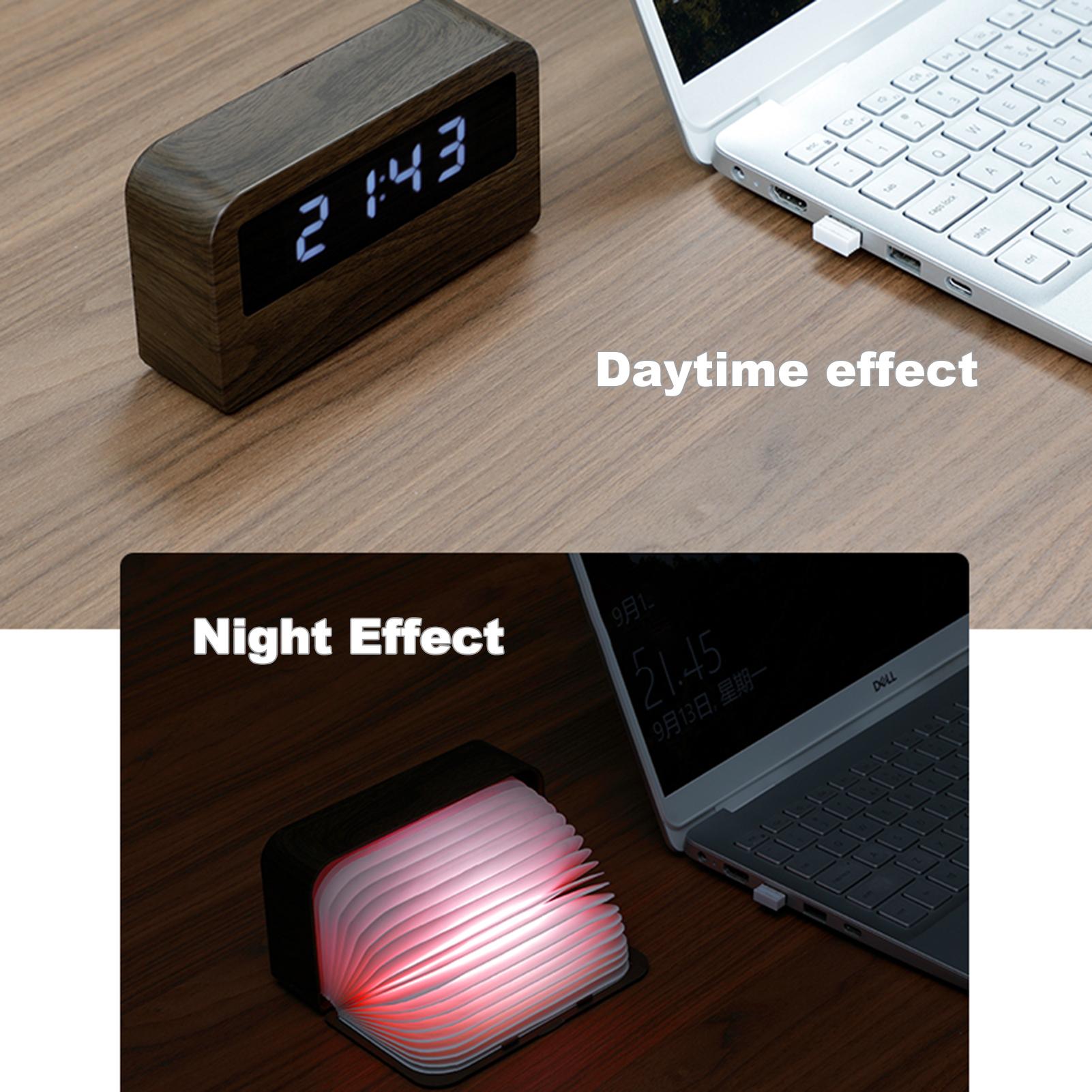 Đèn Đồng Hồ Kỹ Thuật Số Để Bàn Usb Hình Cuốn Sách