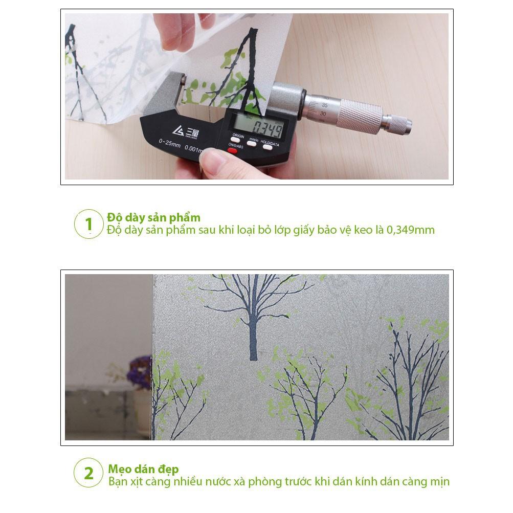 5M Giấy Dán Kính Họa Tiết bình hoa nghệ thuật Không Cần Keo - Khổ 0.6m