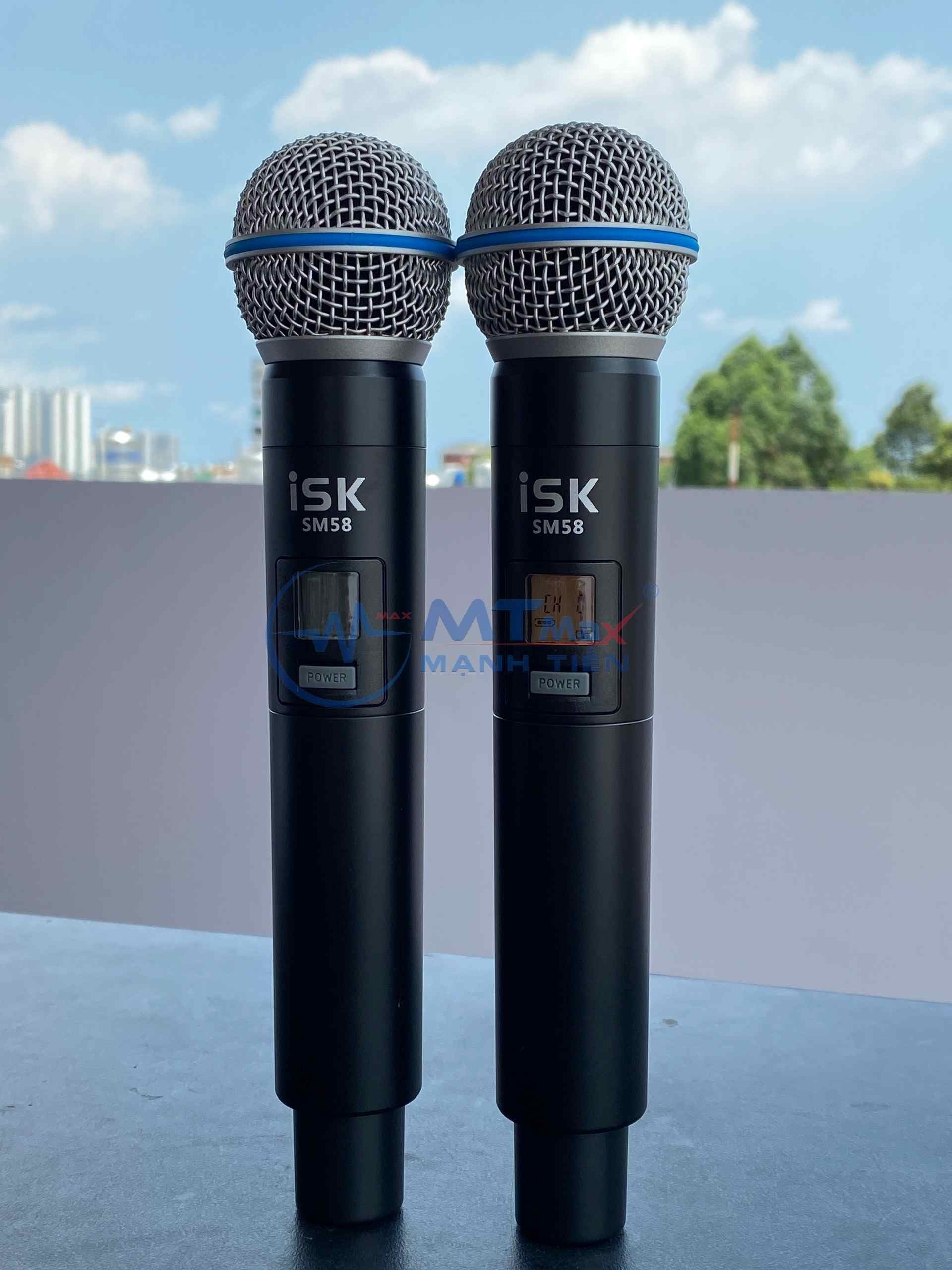 Micro ISK SM58 Không Dây, Phiên Bản 2 Micro dùng cho hát karaoke gia đình sân khấu hút âm tốt