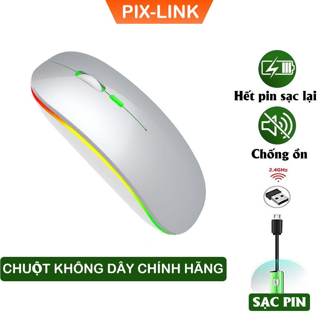 Chuột Không Dây PIX-LINK P402 Sạc Pin, Không Tiếng Click, Led Đổi Màu, DPI1600 - Hàng Chính Hãng