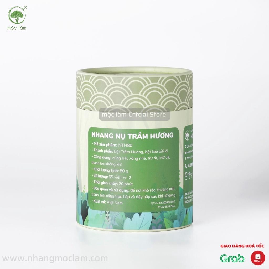 Nhang Nụ Trầm Hương MỘC LÂM - 80g - 65viên - Nhang Trầm Nụ Khói Ngược Cao Cấp Xông Nhà Thanh Tẩy