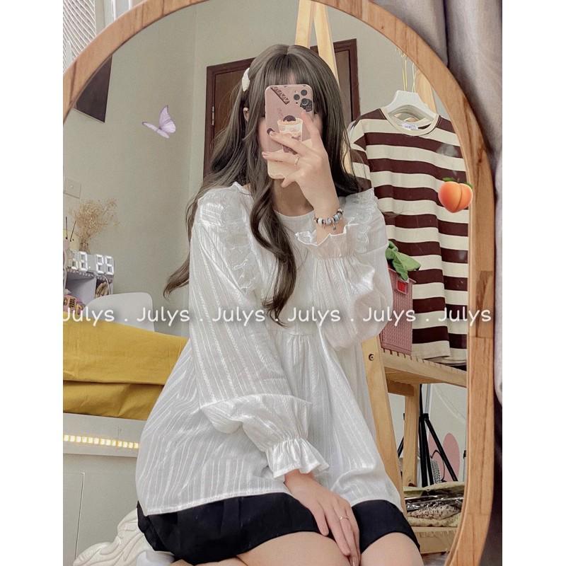 Áo babydoll trắng bèo ren