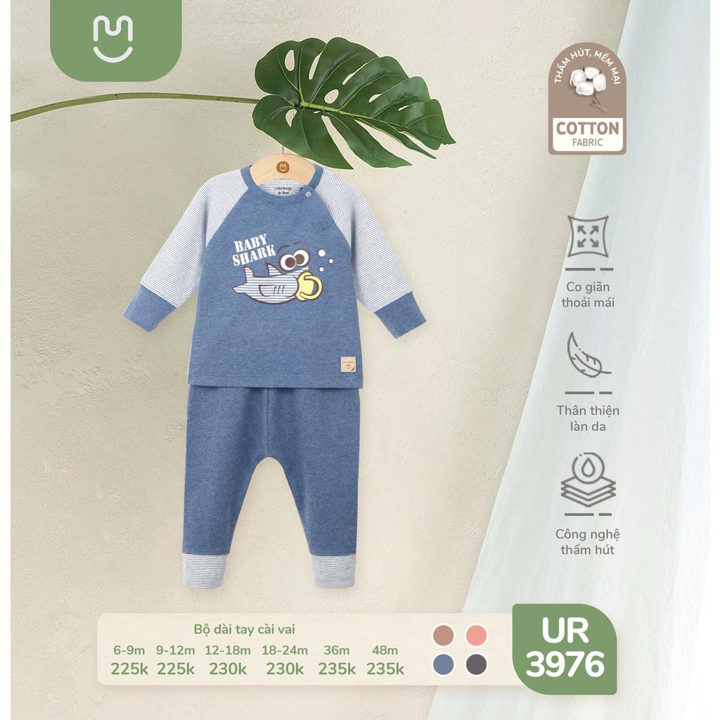 Bộ QA nỉ Thu Đông cho bé Ualarogo 6 tháng - 4 tuổi cotton dài tay cổ tròn cúc cài vai