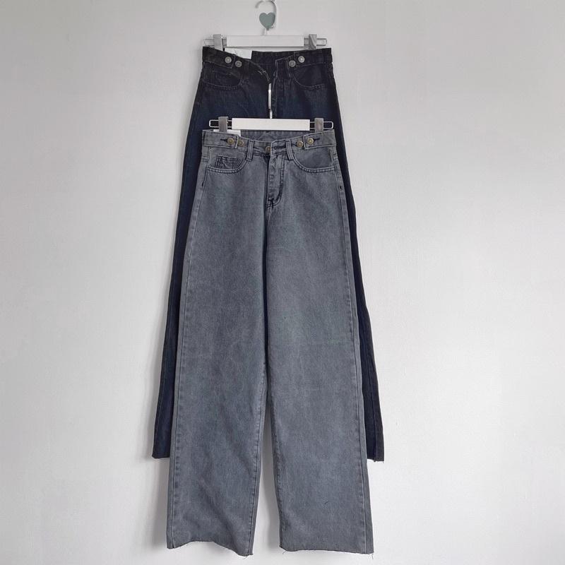 Quần jeans nút gài ống rộng có đủ 3 màu _Sẵn