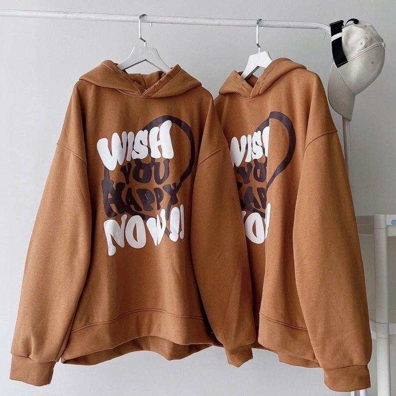 Áo hoodie nỉ bông WISH NOW unisex nam nữ (Ảnh thật/Có sẵn)