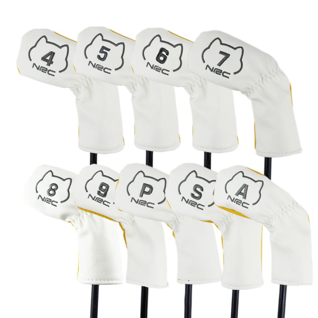 9x Golf Club Head Covers, Animal Picture Golf Putter Covers Golf Fairway Wood Cover Wedges Cover Leather Golf Wood Headcovers Set Golfer Equipment