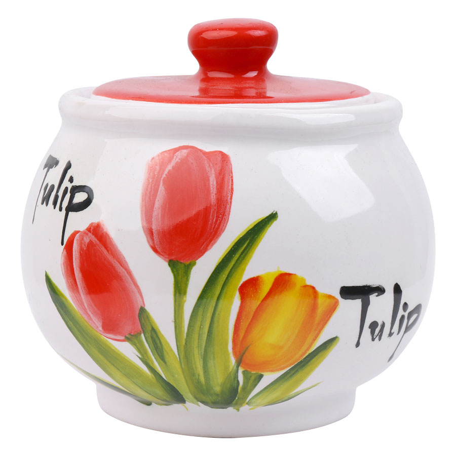 Hũ Đựng Gia Vị, Bánh Mứt Bằng Sứ Cao Cấp Hình Hoa Tulip Dáng Tròn Minh Tiến J1 (8cm)