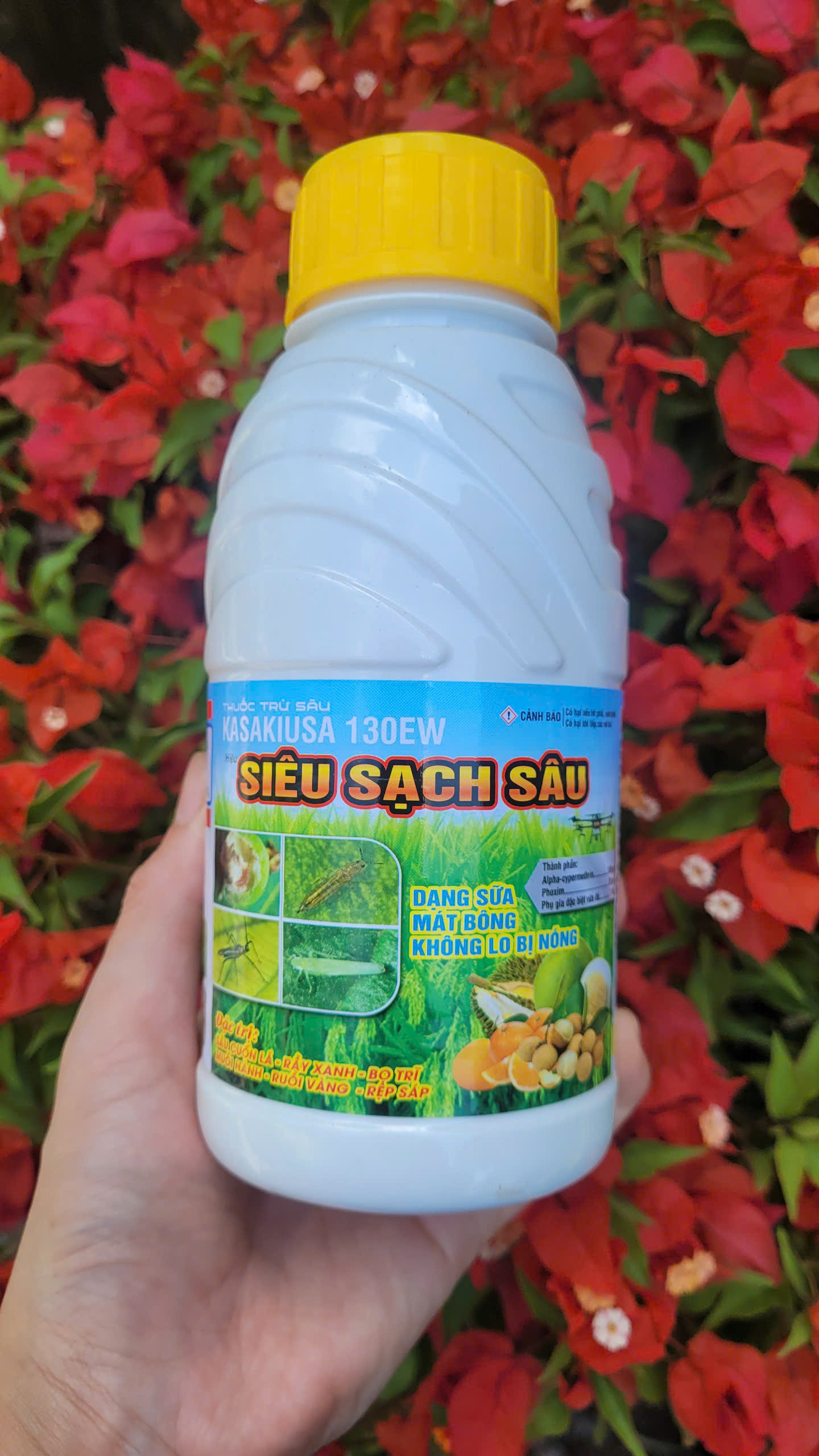 Thuốc trừ sâu, rầy, ruồi vàng, rệp sáp hiệu SIÊU SẠCH SÂU dạng sữa mát bông chai 450ml