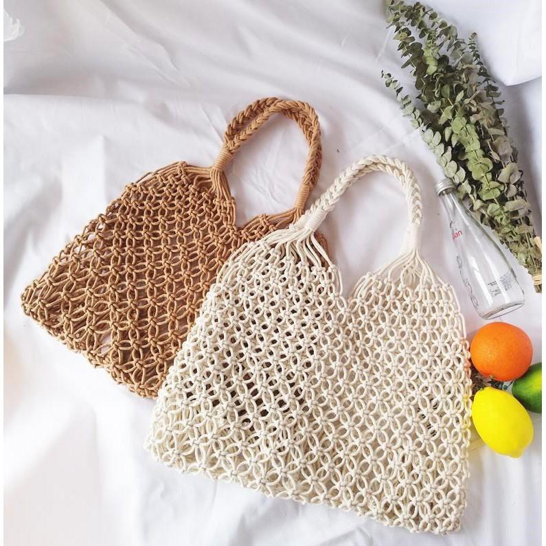Túi lưới đi biển macrame cho nàng sành điệu