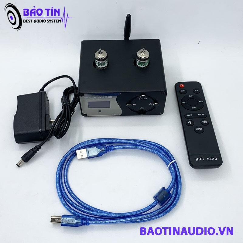 DAC T1 hàng chính hãng - giải mã tích hợp pre đèn tăng giảm bass trép có điều khiển và sử dụng trực tiếp bóng Mỹ 5654W