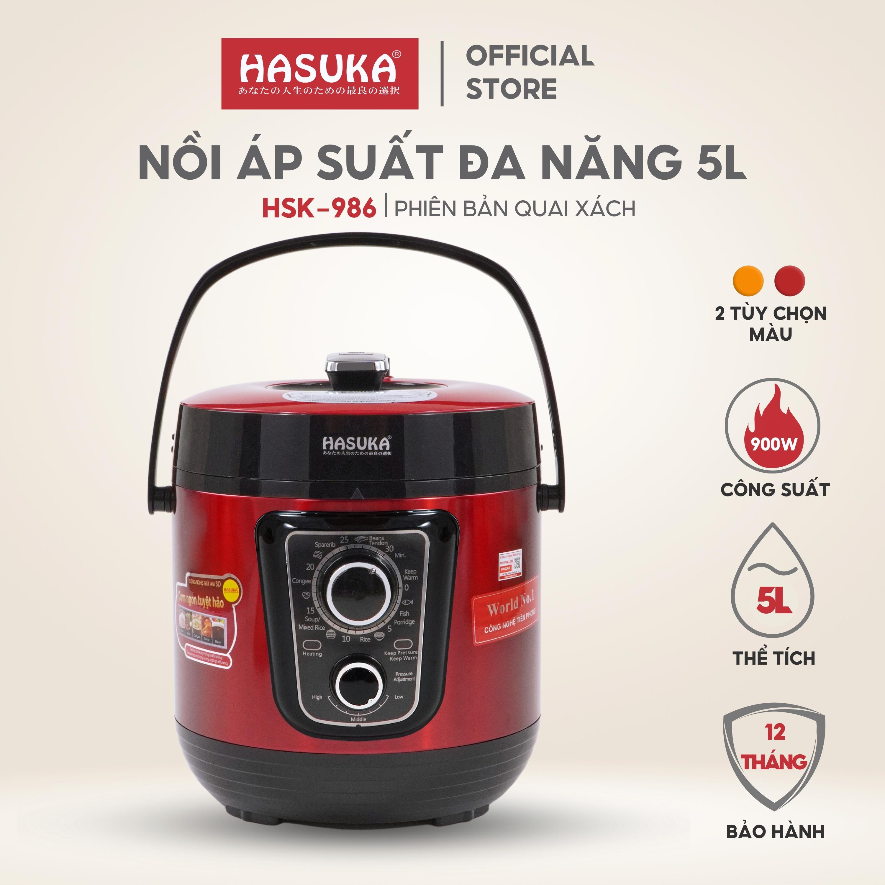 Nồi áp suất điện đa năng HASUKA HSK-986 dung tích 5L, công suất 900W dễ dàng điều chỉnh thời gian, tự động giữ ấm - HÀNG CHÍNH HÃNG