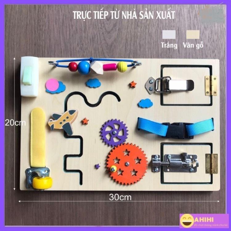 Đồ chơi bằng gỗ Bảng bận rộn mini ,bảng busy board giúp bé phát triển tư duy não bộ và rèn tính kiên trì và đôi tay khéo léo