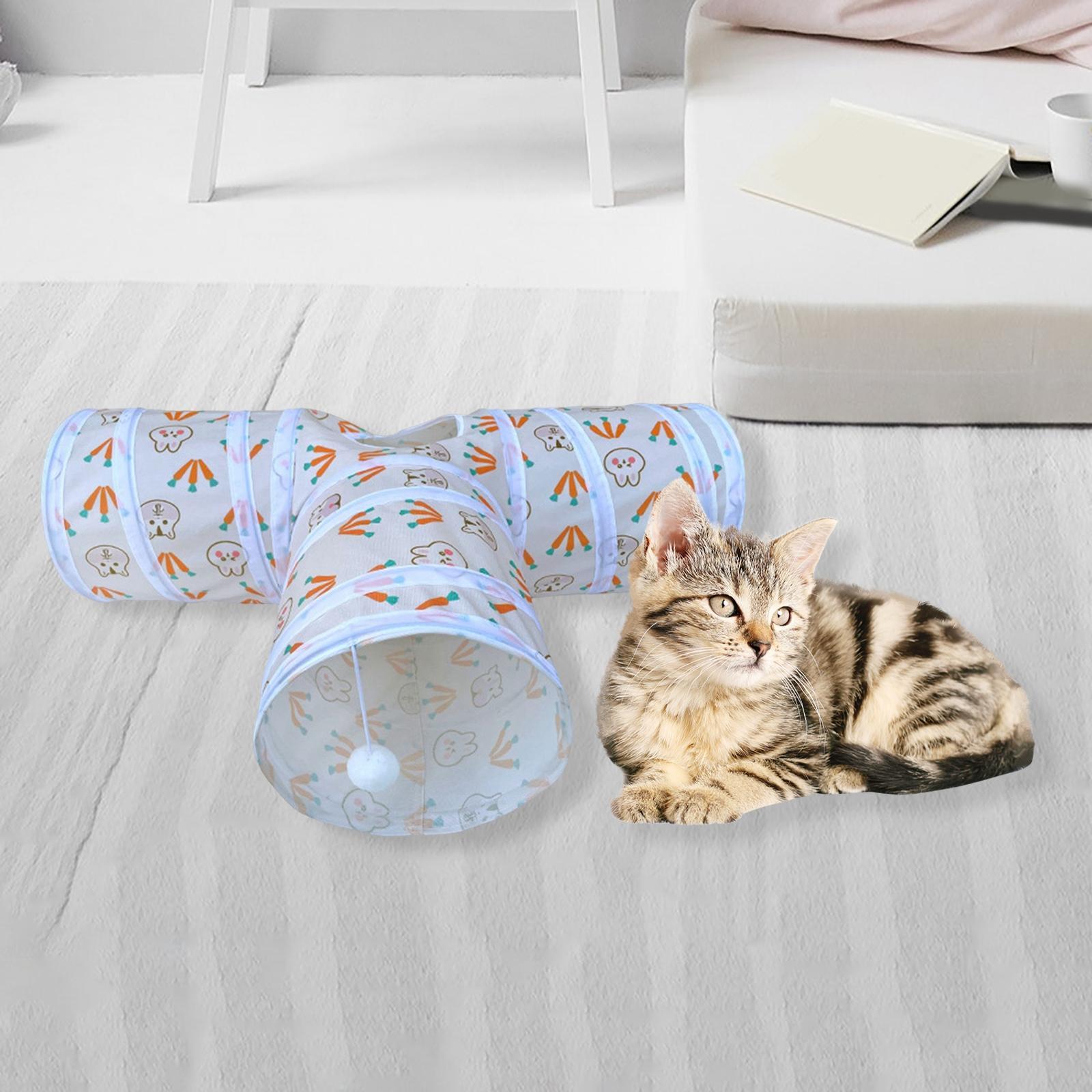 Pet Cat Tunnel Hanging Toy Ball Collapsible Training for Puppy Rabbit Kitten T