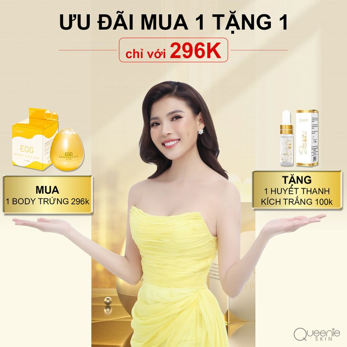 EGG BODY LOTION QUEENIE SKIN (KEM DƯỠNG DA TOÀN THÂN) Giúp Hỗ Trợ Nâng Tông, Giúp Da Tươi Sáng mang Lại Vẻ Đẹp Mịn Màng, Rạng Rỡ Cho Làn Da - Hàng Chính Hãng