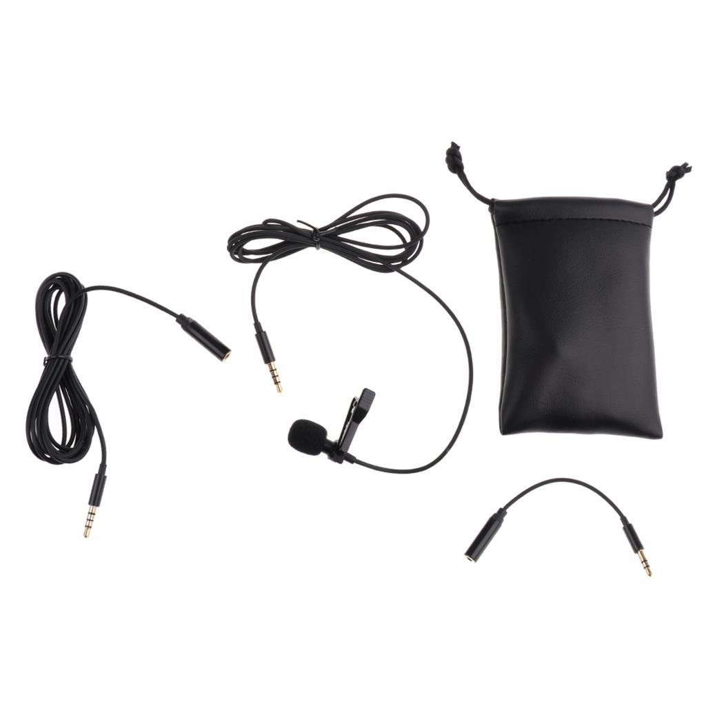 Black 3.5mm Lavalier Microphone with Microphone Adapter Cable for Smartphone