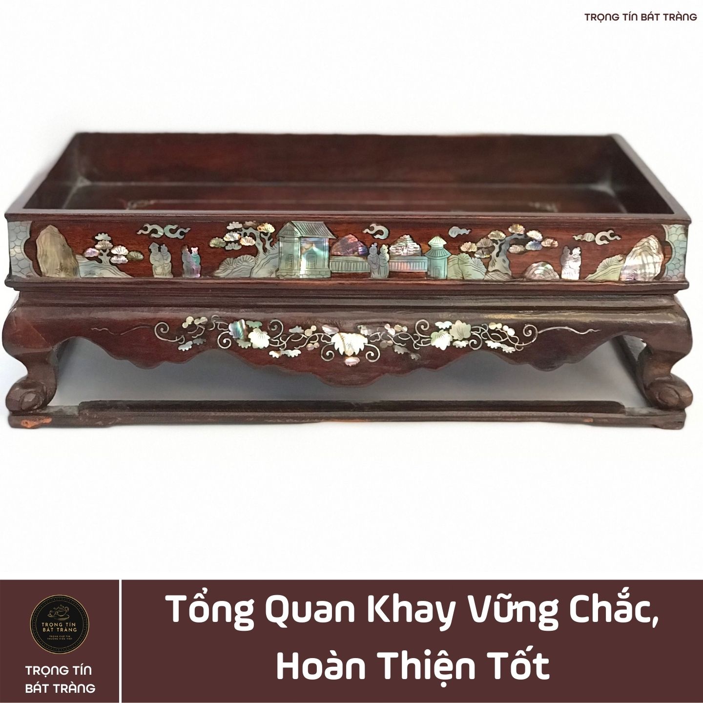 Khay Trà Gỗ Hương Hình Chữ Nhật Kích Thước 35,5*20,5*11,5 cm KT 80